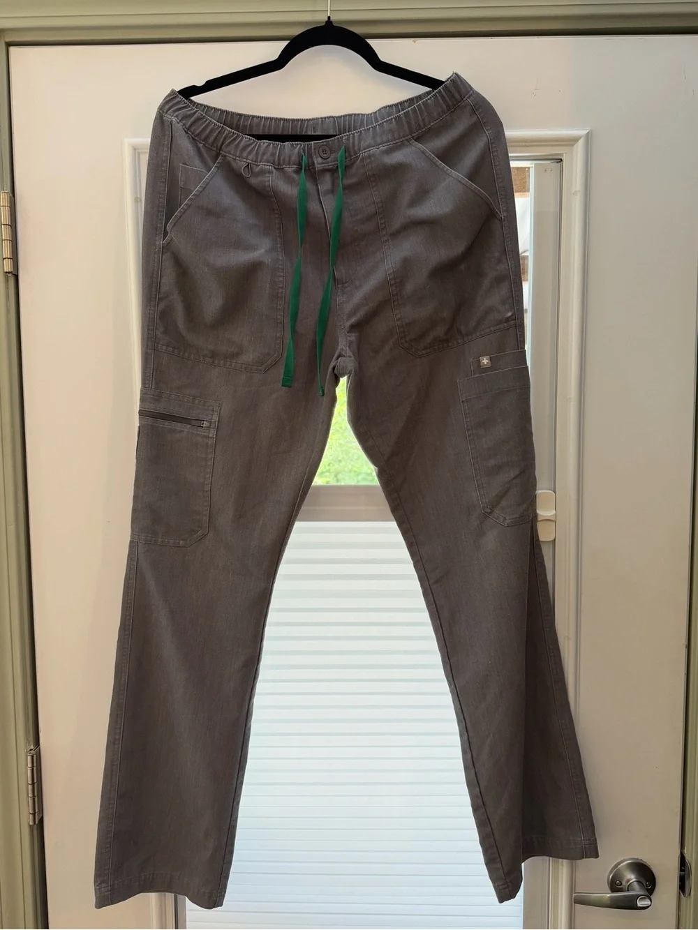 Figs Men's Gray Cargo Cairo Scrub Pants with Green Drawstring - Lot of 2 - M